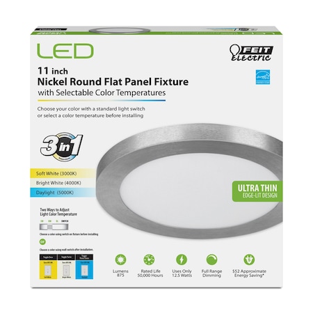 Feit Electric Feit EDGELIT 1.1 in. H X 11.2 in. W X 11.2 in. L Nickel Silver LED Flat Panel Light Fixture FP11/4WY/NK